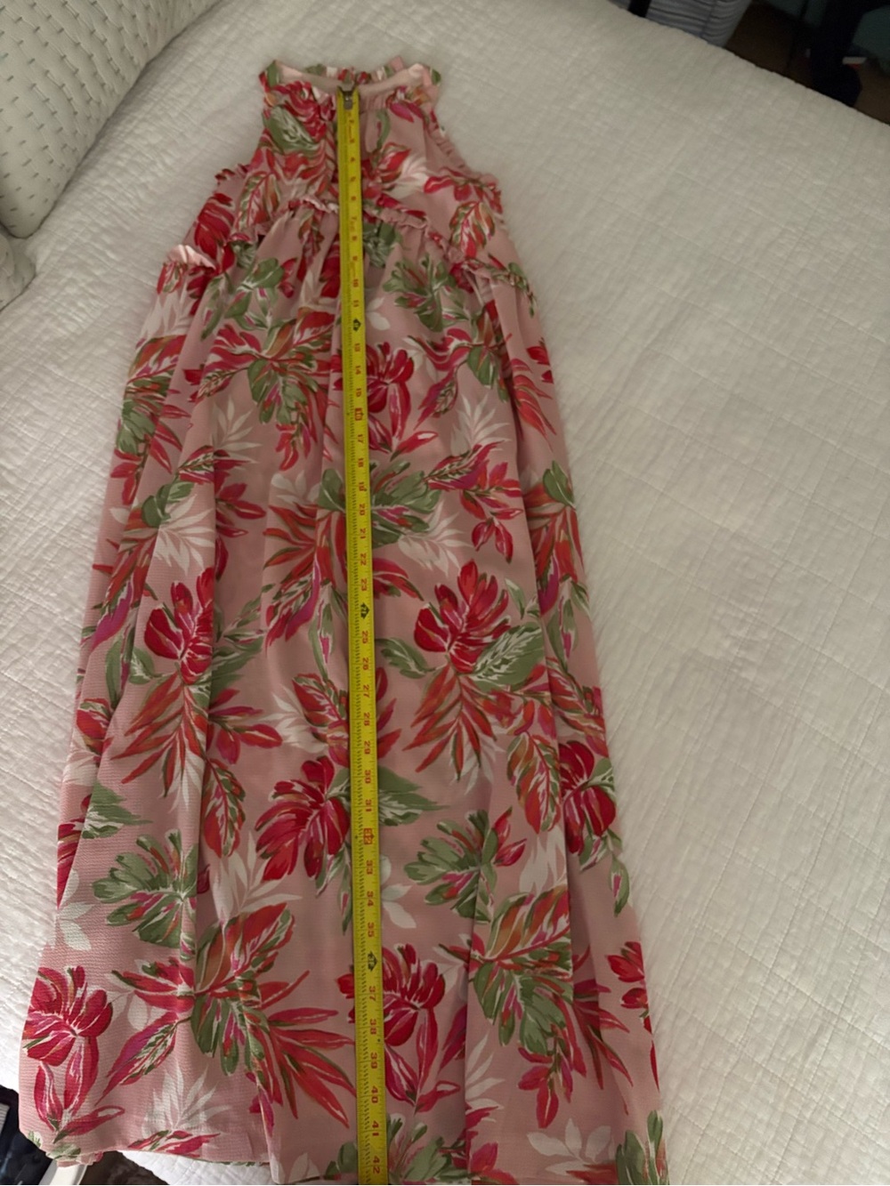 Bonnie Jean Pink and Red Floral Dress with Green Leaves